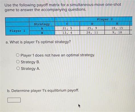 Use the following payoff matrix for a one.